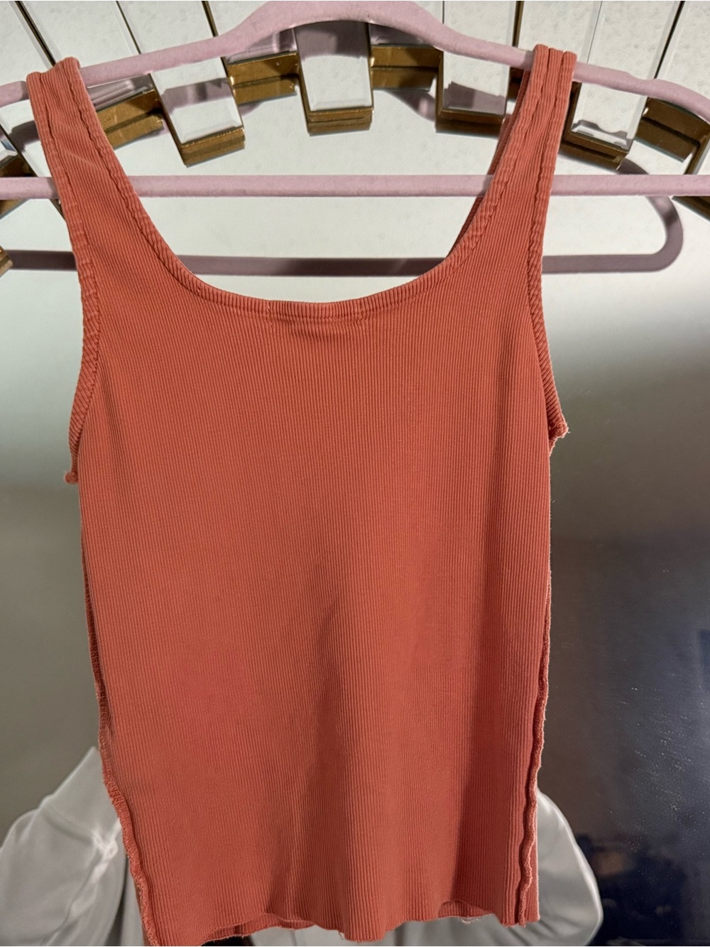 Ribbed Square-Neck Tank Top - Rust - Picture 3 of 3
